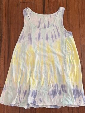 Women's Medium Z Supply Blue & Yellow Tie Dye Cotton Tank Dress